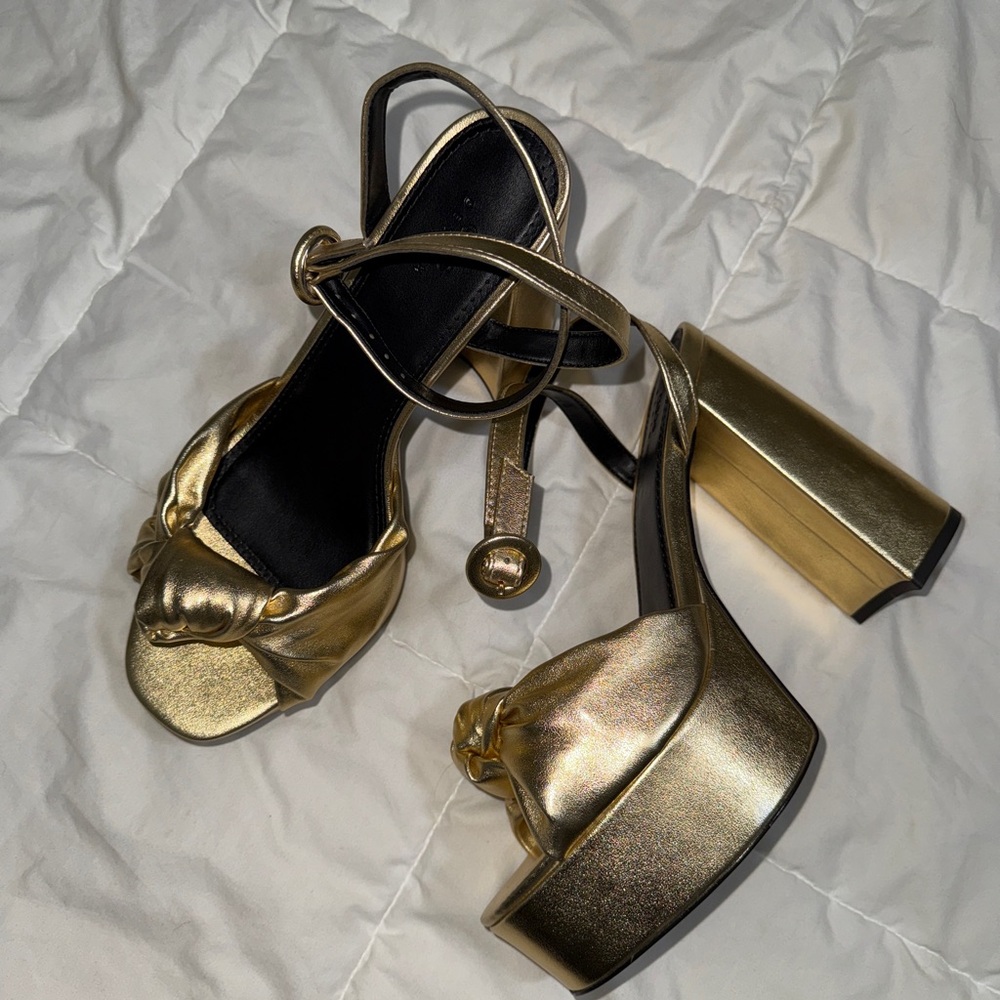 ASOS Gold Platform Sandals with Chunky Heel